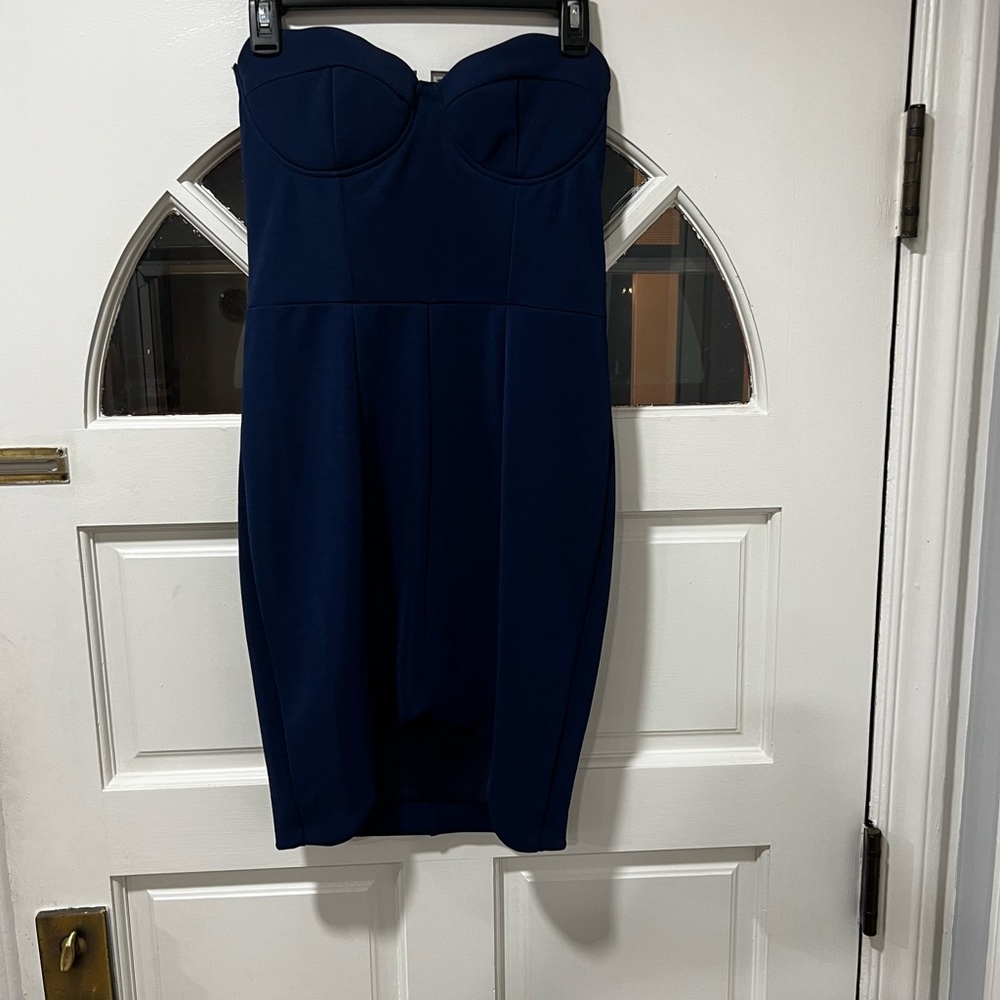 Blue tube top mini dress